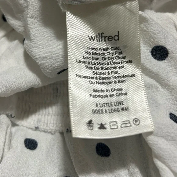 Aritzia - Wilfred White and Black Polka Dot Bow Blouse - Picture 7 of 7